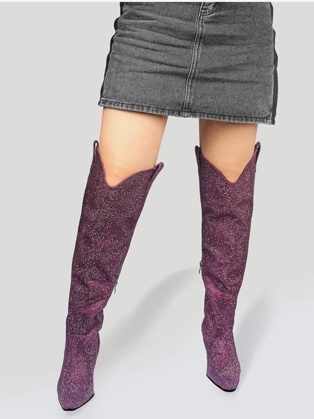 Women's Glitter Over-the-Knee Boots in Purple